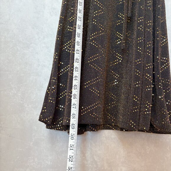 Nina Leonard Gold Glitter Midi Dress 3/4 Sleeve Gold and Black Size L - Picture 9 of 14